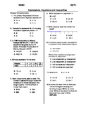 (6th Grade) Expressions, Equations and Inequalities QUIZ