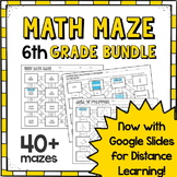 ⭐6th Grade Math Maze Bundle⭐ PDFs & GOOGLE SLIDES DISTANCE