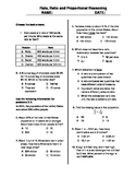 (6th Grade) Rate, Ratio and Proportional Reasoning QUIZ