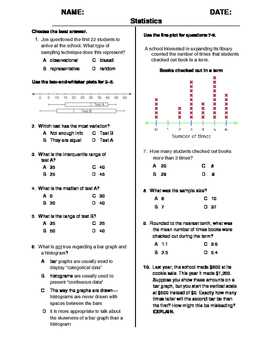 Preview of (6th Grade) Statistics QUIZ