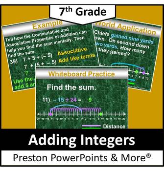 Preview of (7th) Adding Integers with a Number Line in a PowerPoint Presentation