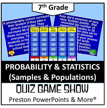 Preview of (7th) Quiz Show Game Probability (Samples and Populations) in a PowerPoint