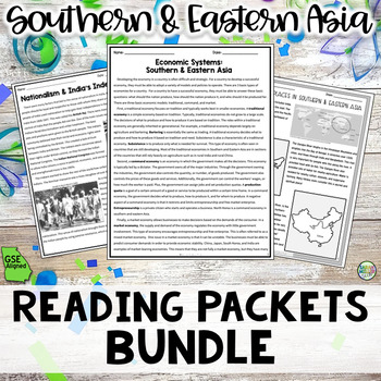 Preview of *7th Grade Georgia* Southern & Eastern Asia Reading Packets BUNDLE (GSE Aligned)