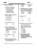 (7th Grade) Operations with Rational Numbers QUIZ