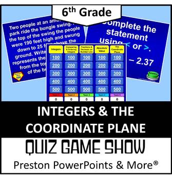 Preview of (6th) Quiz Show Game Integers and the Coordinate Plane in a PowerPoint