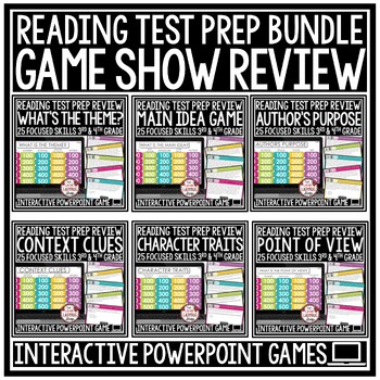 Preview of Reading Skills Review ELA Test Prep 3rd 4th Grade Reading Jeopardy Game Show