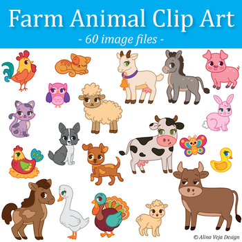 Farm Animals Clip Art by My Nerdy Teacher by Alina V | TPT