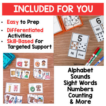 Literacy & Math Intervention Kit Centers & Activities, Kindergarten