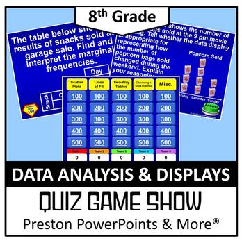 Preview of (8th) Quiz Show Game Data Analysis and Displays in a PowerPoint Presentation