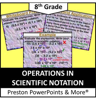 Preview of (8th) Operations in Scientific Notation in a PowerPoint Presentation