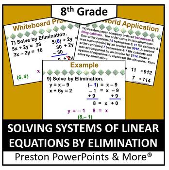 Preview of (8th) Solving Systems of Linear Equations by Elimination in a PowerPoint