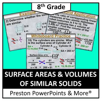 Preview of (8th) Surface Areas and Volumes of Similar Solids in a PowerPoint Presentation