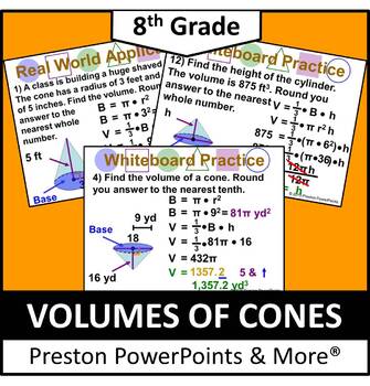 Preview of (8th) Volumes of Cones in a PowerPoint Presentation
