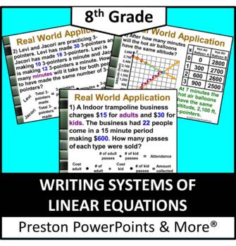 Preview of (8th) Writing Systems of Linear Equations in a PowerPoint Presentation