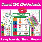 +99 CVC Words Vowel ( A E I O U ) - Long Vowels, Short Vowels