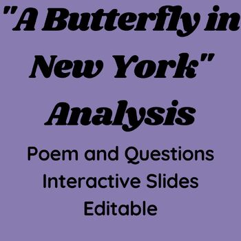 Preview of "A Butterfly in New York" Poem Analysis