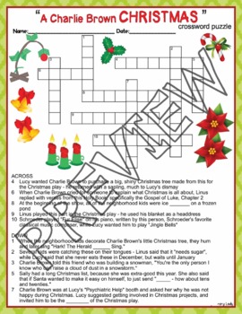 A Charlie Brown Christmas Activities Crossword Puzzle Word Search Peanuts
