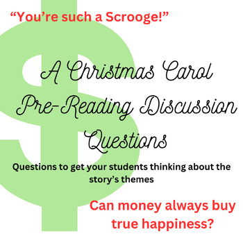 Preview of "A Christmas Carol" Pre-Reading Discussion Questions