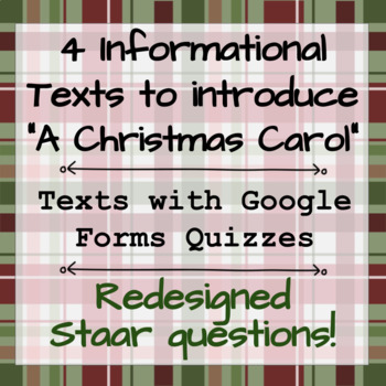 Preview of "A Christmas Carol" intro Informational texts w/ Google Forms Quizzes