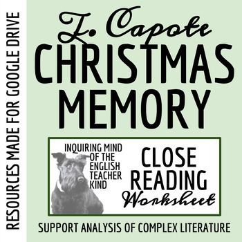 Preview of "A Christmas Memory" by Truman Capote Close Reading Worksheet (Google Drive)