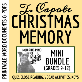 Preview of "A Christmas Memory" by Truman Capote Quiz, Close Reading, and Vocabulary Games