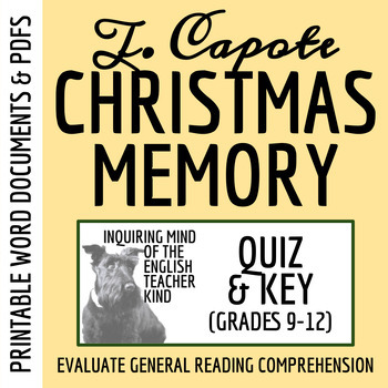 Preview of "A Christmas Memory" by Truman Capote Quiz and Answer Key