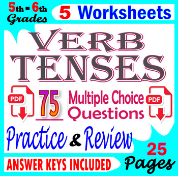 Preview of Verb Tense. Irregular Verbs. Grammar Worksheets. 5th - 6th Grade ELA Review