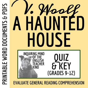 Preview of "A Haunted House" by Virginia Woolf Quiz and Answer Key