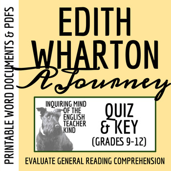 Preview of "A Journey" by Edith Wharton Quiz and Answer Key for High School (Printable)