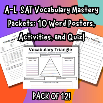 Preview of 'A-L' SAT Vocabulary Mastery Bundle: Word Posters, Activities, and Quizzes!