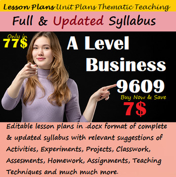 Preview of ✨ A Level business 9609 Full Syl Lesson Plans/ Unit Plans/ Thematic Unit Plans
