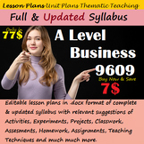 ✨ A Level business 9609 Full Syl Lesson Plans/ Unit Plans/