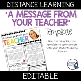 'A Message From Your Teacher' Template | Newsletter | Editable