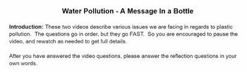 Preview of "A Message in a Bottle" Plastic Pollution Videos and Questions