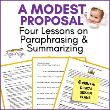 Preview of A Modest Proposal - Paraphrasing Practice - How to Summarize & Paraphrase