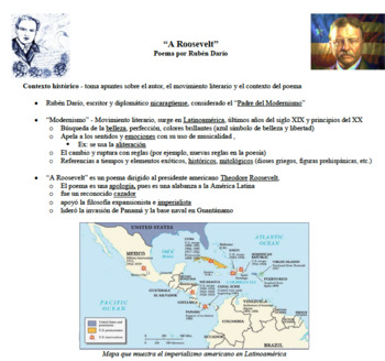 Preview of "A Roosevelt" Poema - Lesson Plan & PowerPoint