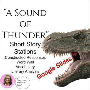 Preview of "A Sound of Thunder" Short Story Stations: CCSS Print or Digital  Google Apps
