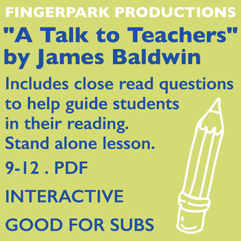 Preview of "A Talk to Teachers" by James Baldwin