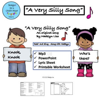 Preview of "A Very Silly Song"/Mp3/PowerPoint/Lyric Sheet and Coloring Activity Sheet