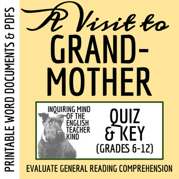 Preview of "A Visit to Grandmother" by William Melvin Kelley Quiz and Answer Key