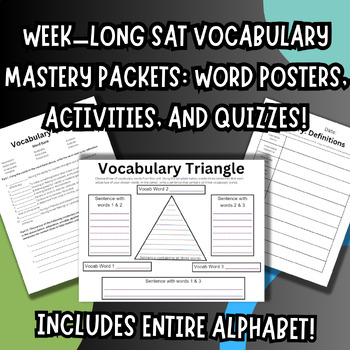 Preview of 'A-Z' SAT VOCABULARY MASTERY BUNDLE: POSTERS, ACTIVITIES, AND QUIZZES!