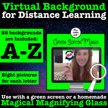 Preview of (ABC set) Magical Magnifying Glass - Green Screen Virtual Backgrounds for Zoom