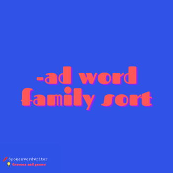 Preview of -AD Word Family Sort