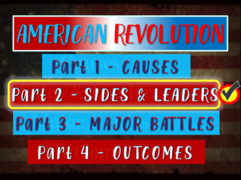 Preview of * AMERICAN REVOLUTION!!! PART 2 SIDES & LEADERS - VISUAL, TEXTUAL, ENGAGING