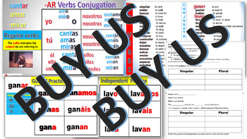 Preview of -AR VERBS POWER POINT AND WORKSHEET PRESENT CONJUGATION