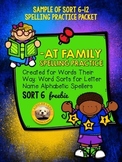 -AT Family Spelling Practice FREEBIE (Words Their Way Sort 6)