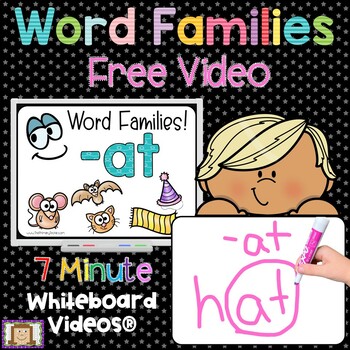 Preview of -AT Word Family - 7 Minute Whiteboard Video Word Families Onset Rimes Rhyming
