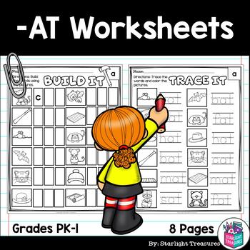 Preview of -AT Word Family FREEBIE Worksheets and Activities for Early Readers - Phonics