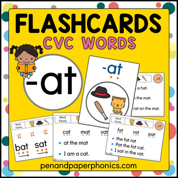 Preview of '-AT' Word Family Reading Flashcards