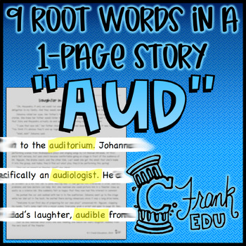 Preview of "AUD" Root Words Story: Find Greek/Latin Root Words in Text!